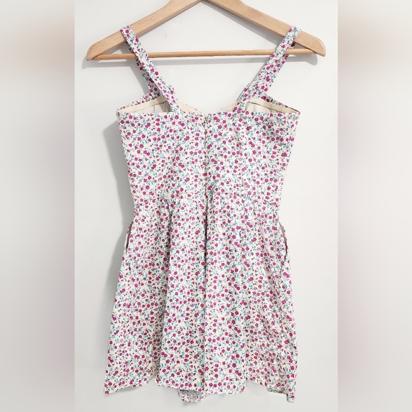 FOREVER NEW Vintage Women Playsuit Size 6 Pink Floral Sleeveless Zip Pockets - Picture 10 of 11